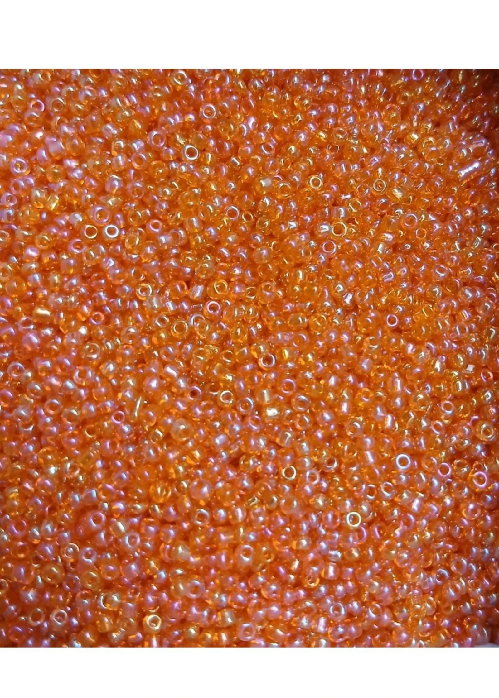 10g perles de rocaille 2 mm verre orange irisé rondes création Bijoux DIY
